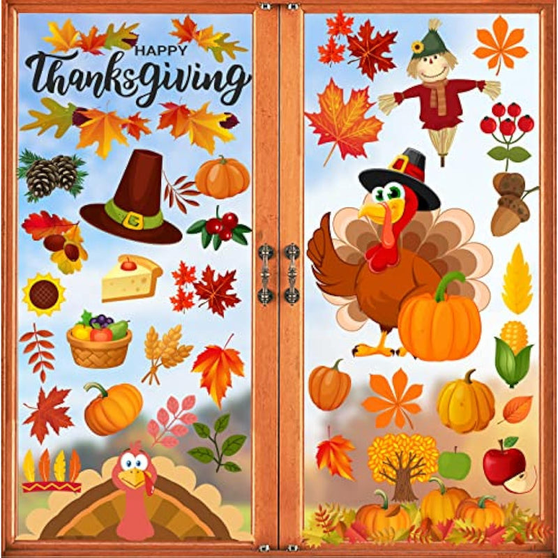 Double Sided Fall Turkey Window Stickers Deals Decor for Home