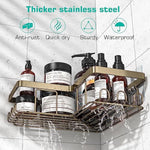 3-Pack Corner Adhesive Shower Caddy with Soap Holder and 12 Hooks