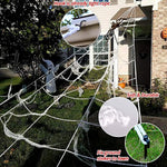 Fake Spider with Triangular Huge Spider Web for Indoor Outdoor Halloween Decorations