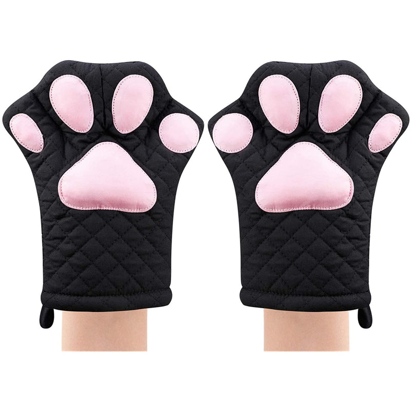 Cat Design Heat Resitant Quilted Cooking Cotton Lining Pot Holder Gloves