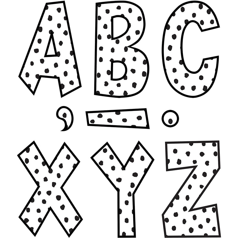 Black Painted Dots On White 7 Fun Font Letters