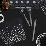 175Pcs Black And Silver Party Supplies Silver Dot Disposable Party Dinnerware