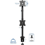 Vivo Dual Computer Monitor Desk Mount Stand Vertical Array For 2 Screens Up To 27 Inches Stand V002R