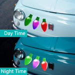 72 Pieces Christmas Car Refrigerator Decorations 24 Reflective Bulb Light Shaped Magnets 48 Magnetic Wires Ornaments Set Xmas Holiday Cute Decor