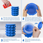 Ice Cube Mold Ice Trays Large Silicone Ice Bucket 2 In 1 Ice Cube Maker Round Portable Dark Blue