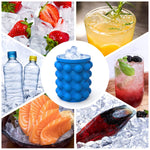 Ice Cube Mold Ice Trays Large Silicone Ice Bucket 2 In 1 Ice Cube Maker Round Portable Dark Blue