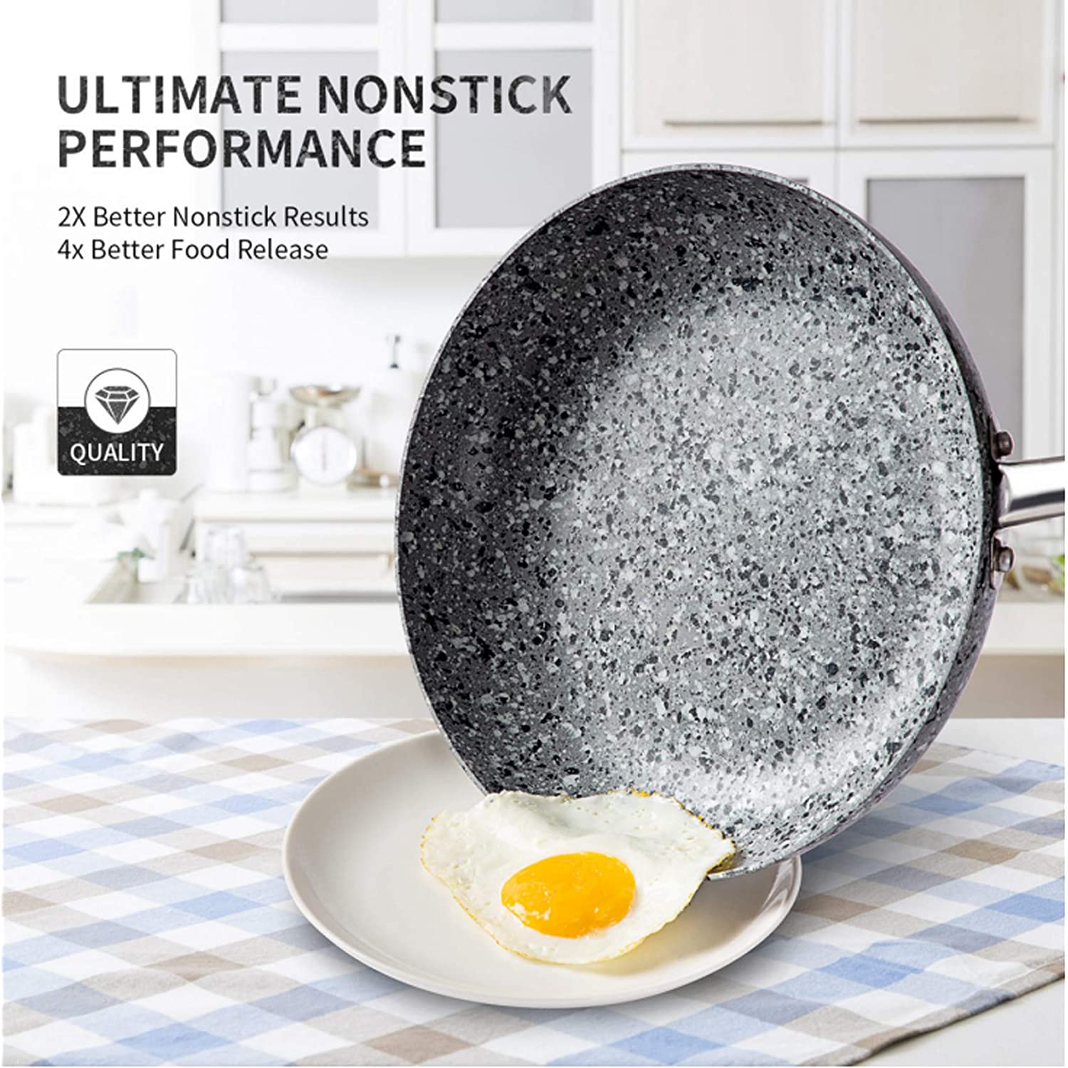 Nonstick Granite Cookware Sets 10 Pcs Stone Cookware Set,Non Stick Frying  Pan Se