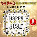 2023 Black Gold Silver New Year Dinnerware Party Bundle For 8