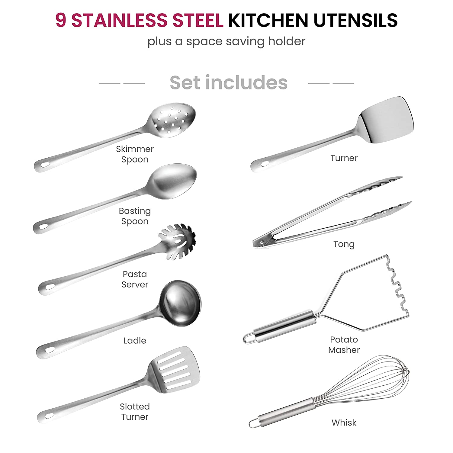 Heat Resistant Food Tongs, Steel Kitchen Accessorie