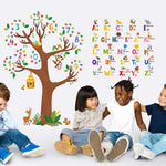 3 Sheets Animal Alphabet And Numbers Tree Wall Decals Abc Letters And S Numbers Peel And Stick Wall Stickers For Kids Bedroom Living Room Classroom Decorations