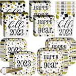 2023 Black Gold Silver New Year Dinnerware Party Bundle For 8