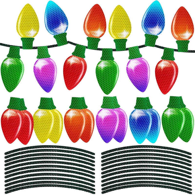 72 Pieces Christmas Car Refrigerator Decorations 24 Reflective Bulb Light Shaped Magnets 48 Magnetic Wires Ornaments Set Xmas Holiday Cute Decor